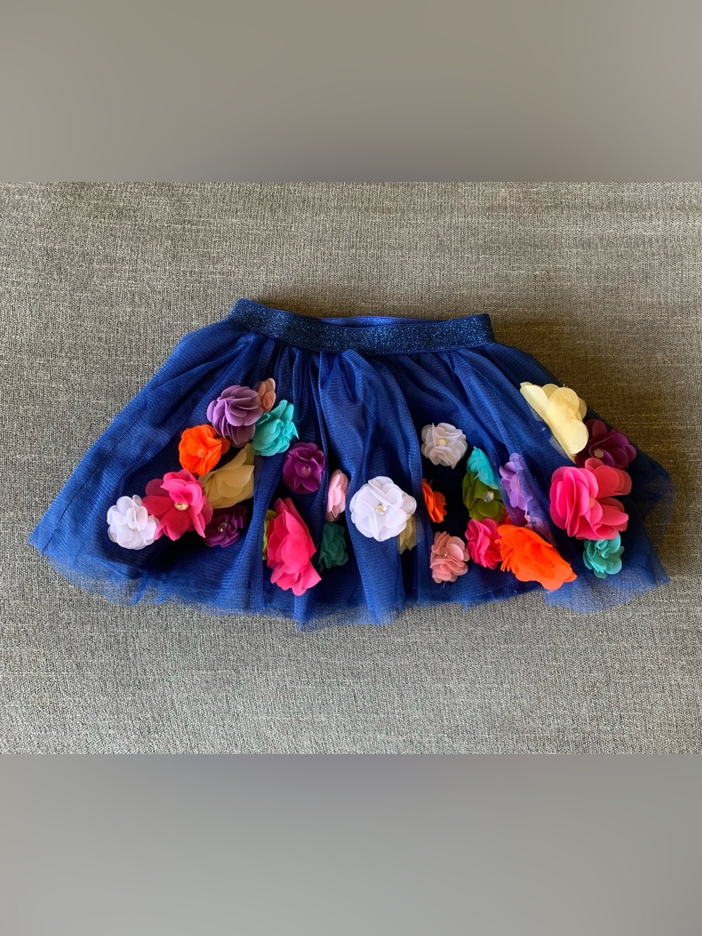 The Childrens Place Royal Blue 3D Flower Floral Tulle Skirt Girls Size 4T